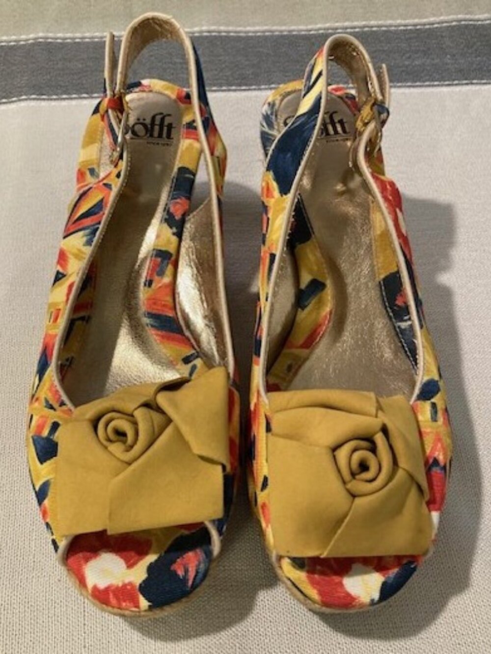 Sofft Marcela Floral Espadrille Wedge Slingback Sandals 9 Boho Chic Retro Resort
